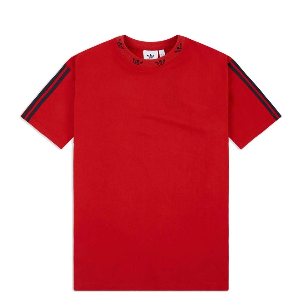 Adidas Originals Red T-Shirt (Size S) - Trefoil Ribbed Tee
